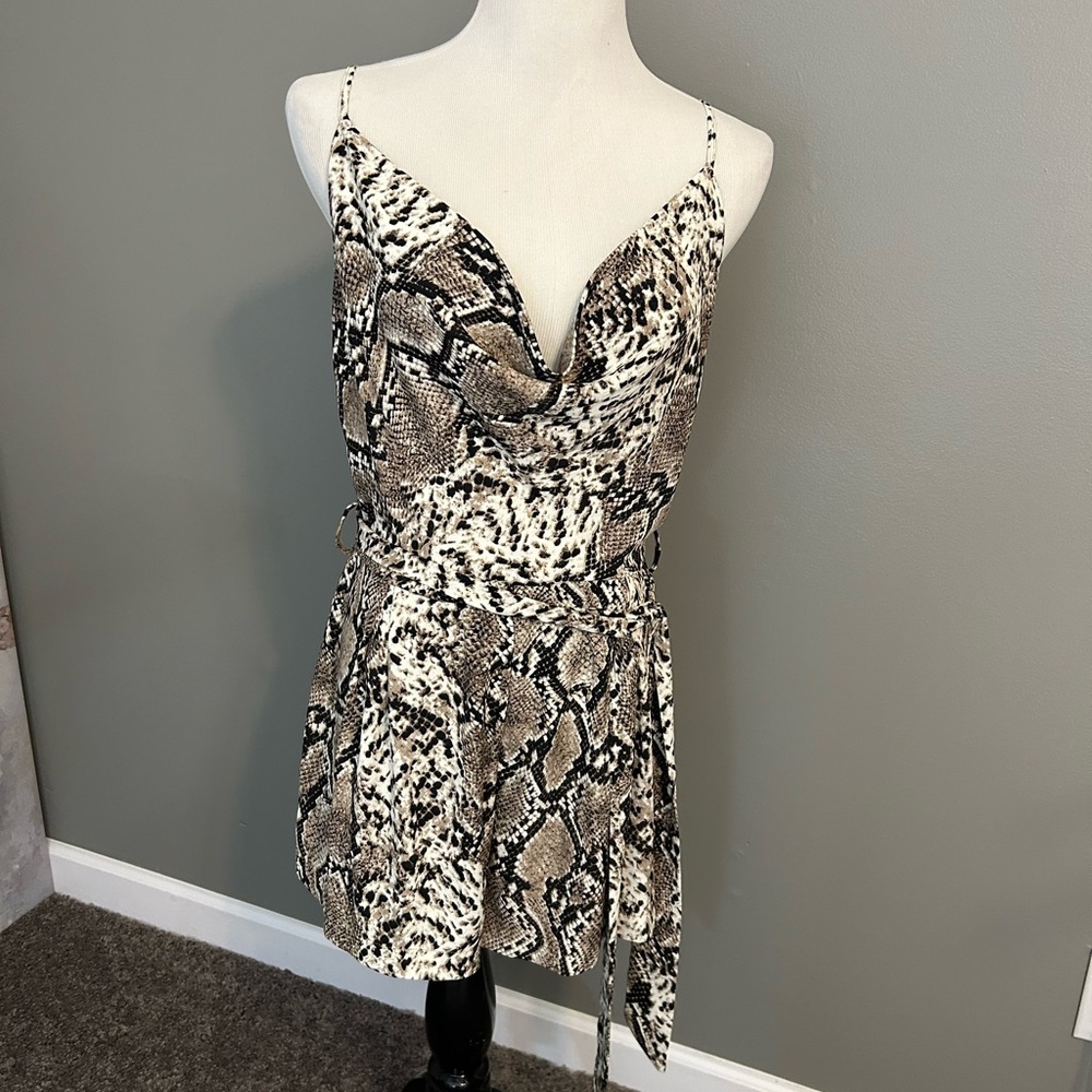 She & Sky open back snake print Romper size large